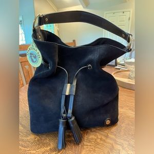 NWT Spartina 449 black suede bag tote purse